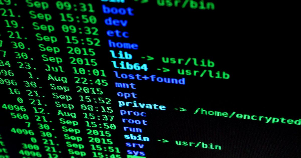 Primer plano de una terminal con código y texto de sistema en una pantalla oscura