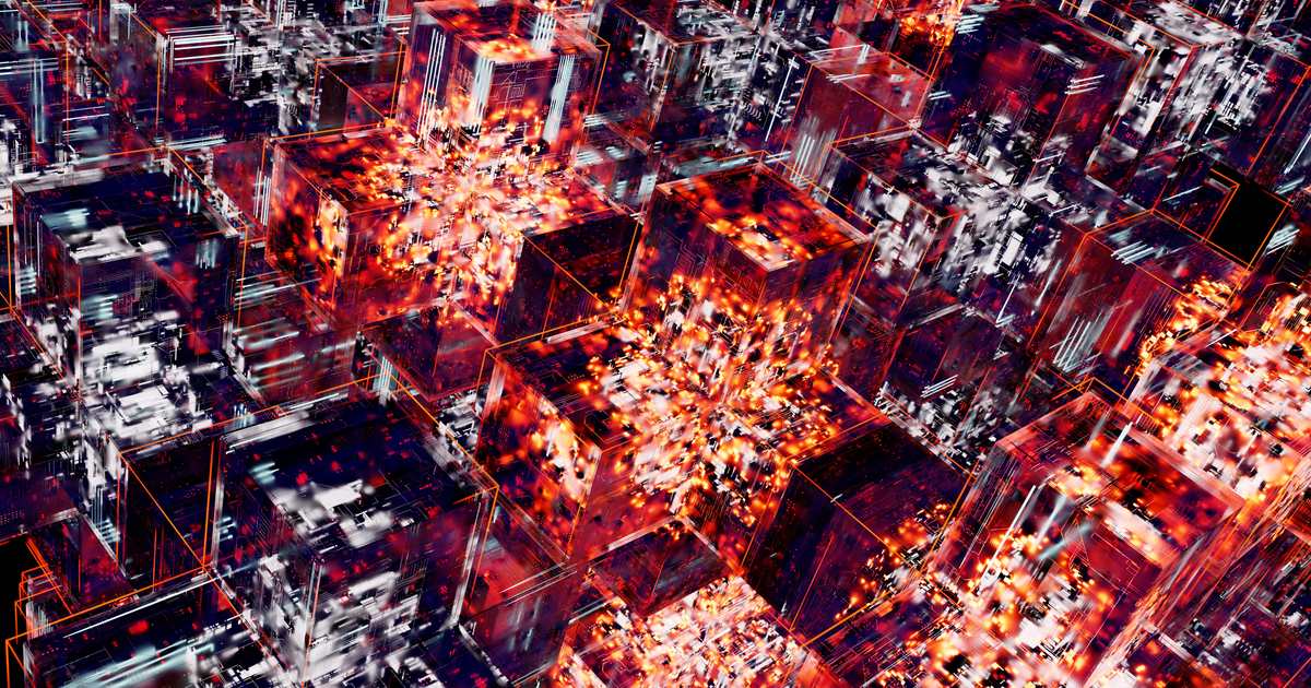 Trama luminosa abstracta en tonos rojos y azules vista desde arriba